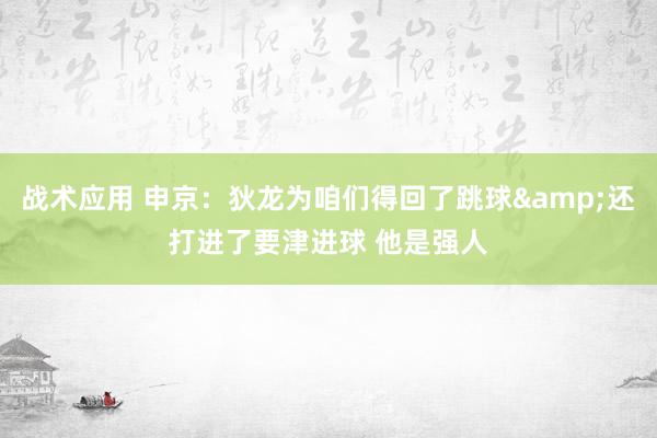 战术应用 申京：狄龙为咱们得回了跳球&还打进了要津进球 他是强人