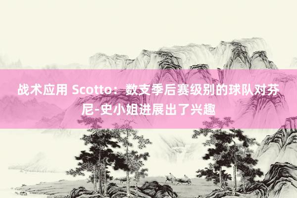 战术应用 Scotto：数支季后赛级别的球队对芬尼-史小姐进展出了兴趣