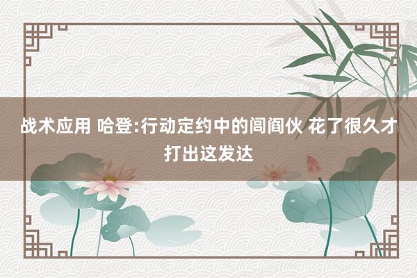 战术应用 哈登:行动定约中的闾阎伙 花了很久才打出这发达