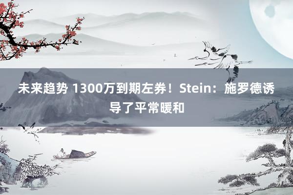 未来趋势 1300万到期左券！Stein：施罗德诱导了平常暖和