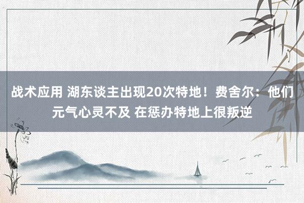 战术应用 湖东谈主出现20次特地！费舍尔：他们元气心灵不及 在惩办特地上很叛逆