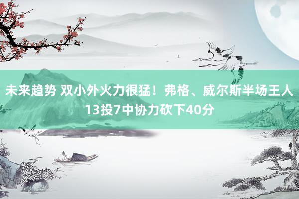 未来趋势 双小外火力很猛！弗格、威尔斯半场王人13投7中协力砍下40分