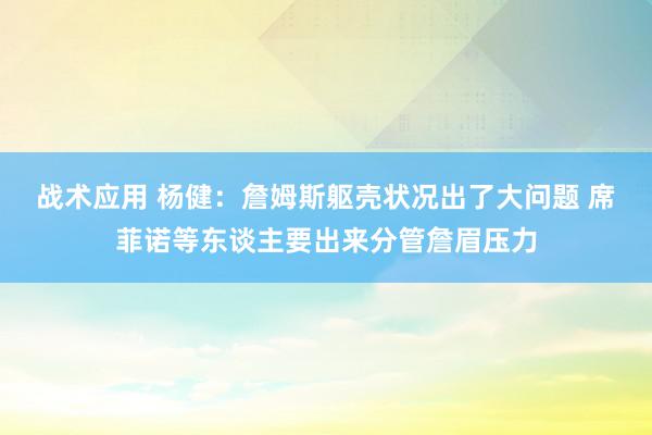 战术应用 杨健：詹姆斯躯壳状况出了大问题 席菲诺等东谈主要出来分管詹眉压力