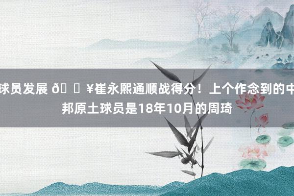 球员发展 🔥崔永熙通顺战得分！上个作念到的中邦原土球员是18年10月的周琦