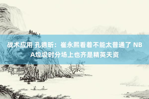 战术应用 孔德昕：崔永熙看着不能太普通了 NBA垃圾时分场上也齐是精英天资