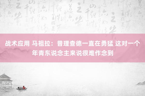 战术应用 马祖拉：普理查德一直在勇猛 这对一个年青东说念主来说很难作念到