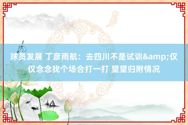 球员发展 丁彦雨航：去四川不是试训&仅仅念念找个场合打一打 望望归附情况